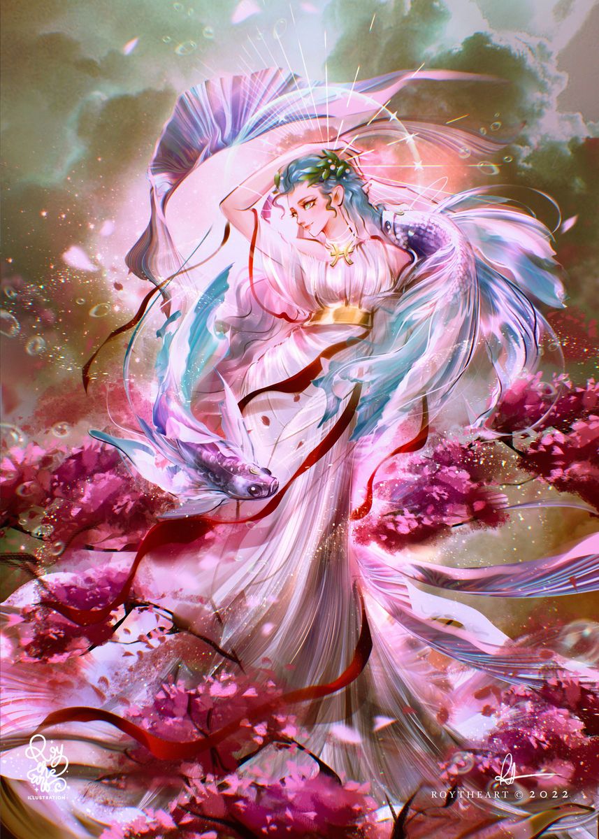 ‘Goddess of Pisces’ Poster, picture, metal print, paint by ROY THE ART