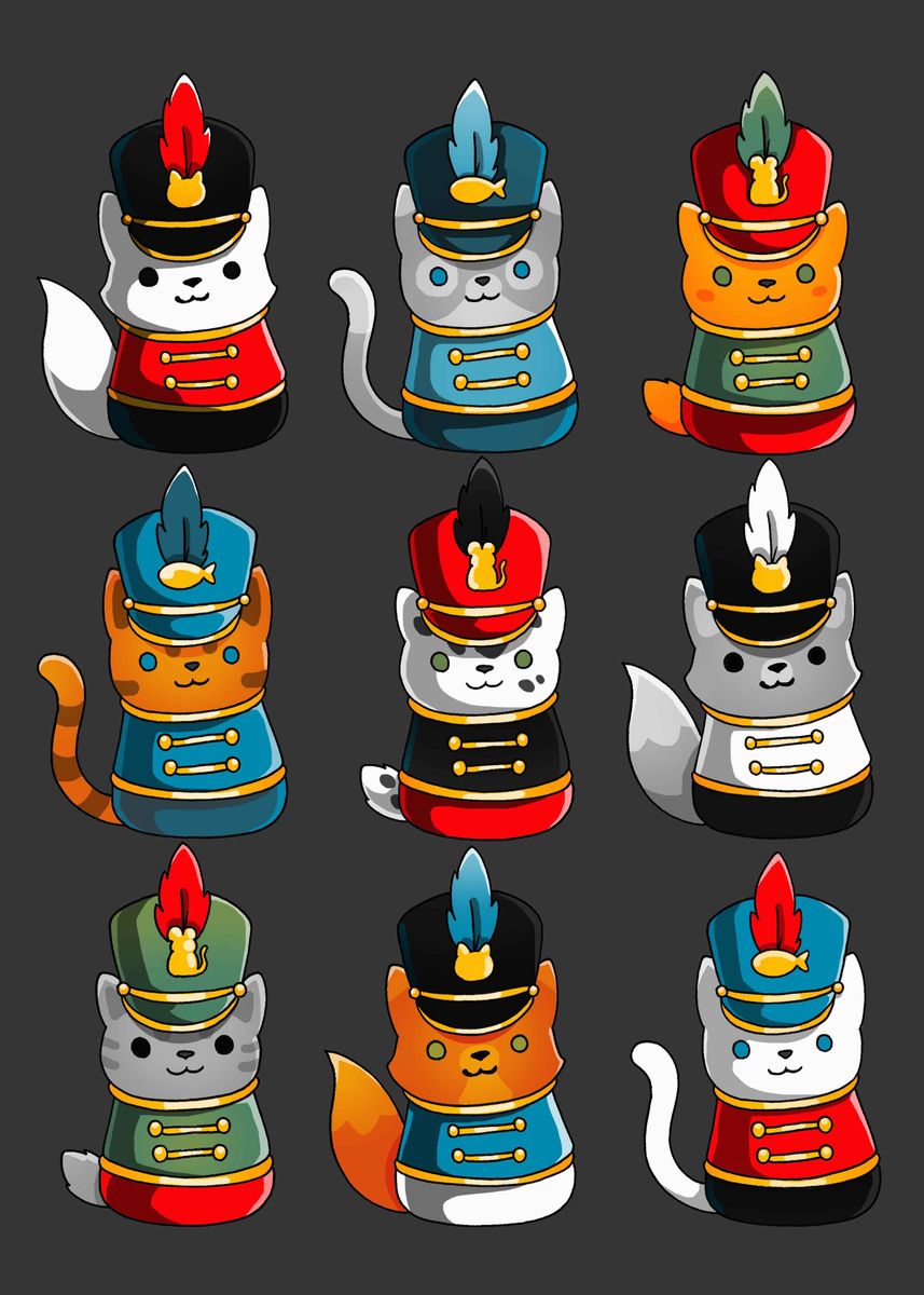 'Nutcracker Cat' Poster, picture, metal print, paint by Valentina