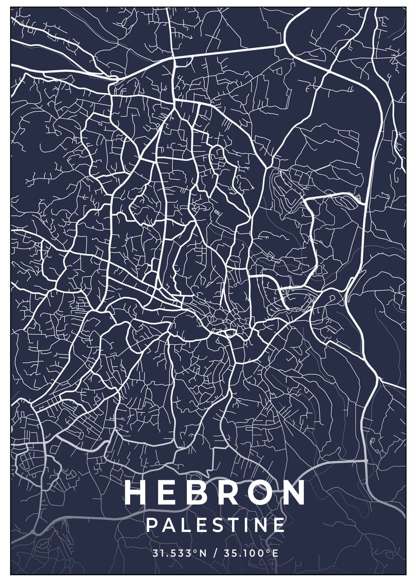 'Hebron Palestine Map' Poster, picture, metal print, paint by Omar