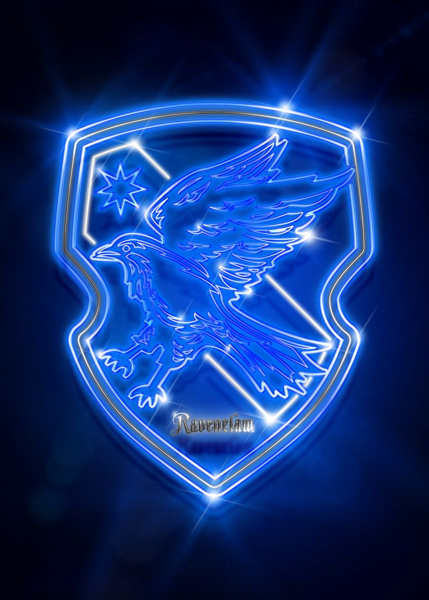 Ravenclaw Neon Crest' Poster, picture, metal print, paint by Wizarding  World