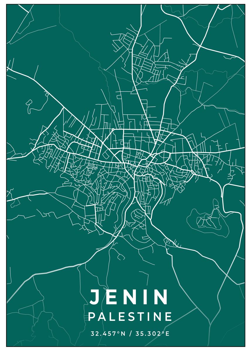 'Jenin Palestine Map Design' Poster, picture, metal print, paint by ...