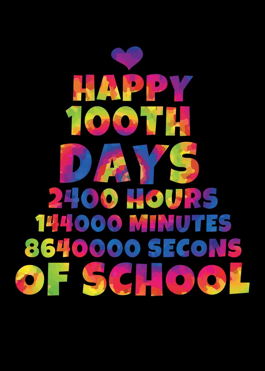 'Happy 100th Day Tie Dye' Poster, picture, metal print, paint by ...
