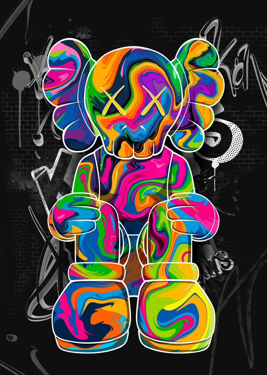 funny kaws' Poster, picture, metal print, paint by Boon Edgar 