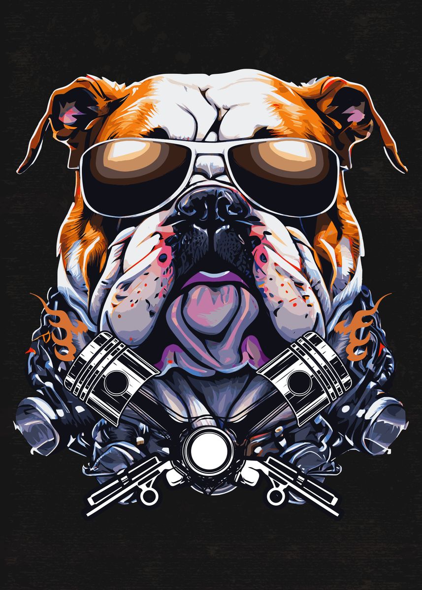 'English Bulldog Biker Dog' Poster by BestPrints | Displate