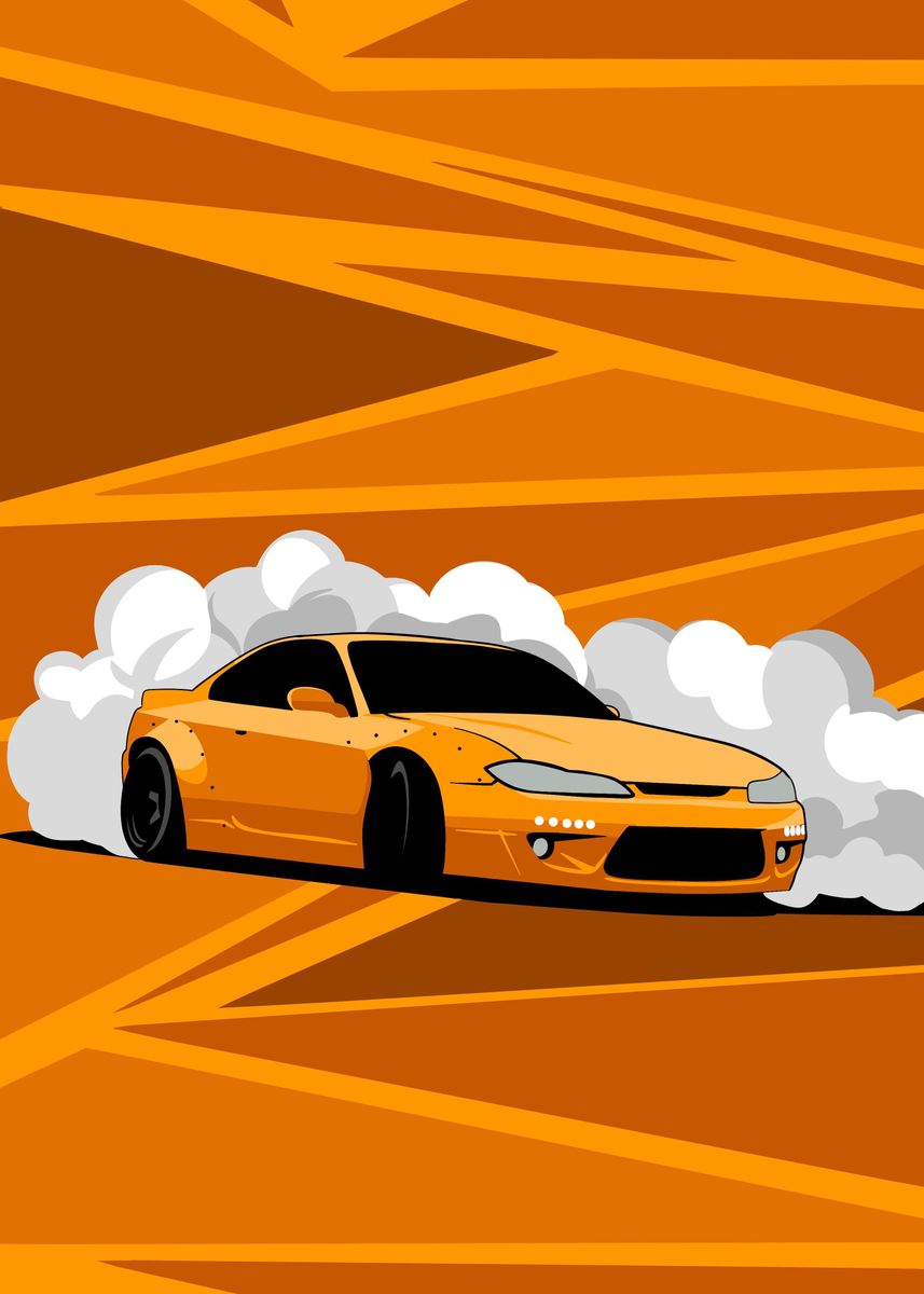 'Yellow car' Poster, picture, metal print, paint by lisa fit Displate