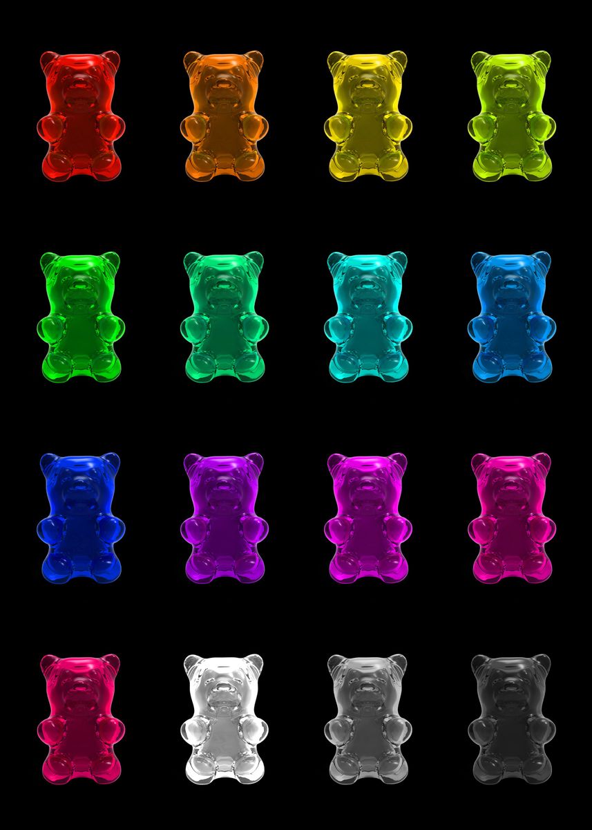 'All colors gummy bears' Poster by Stefano Lunghi | Displate