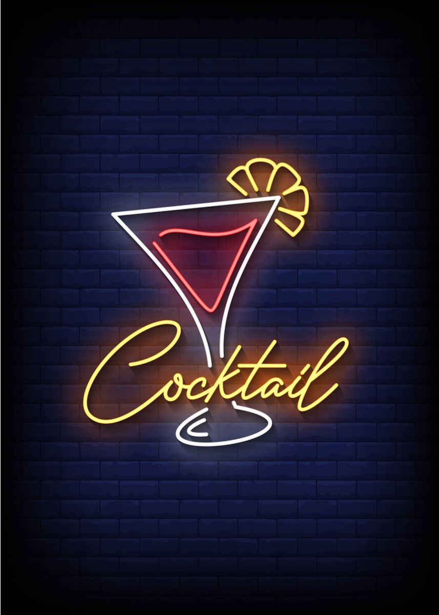 'Cocktail neon signs' Poster by Selja Myndir | Displate