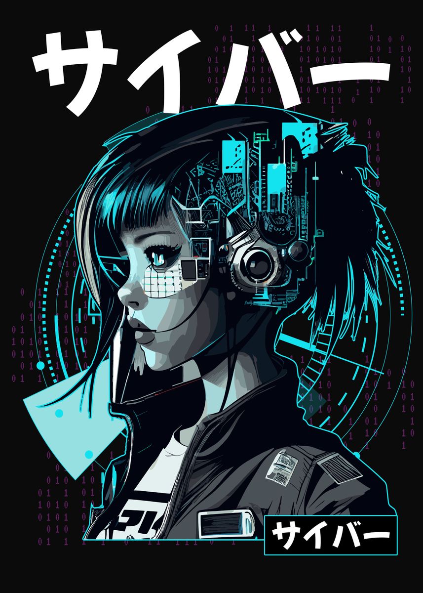 Cute Cyberpunk Anime Girl Character | Poster