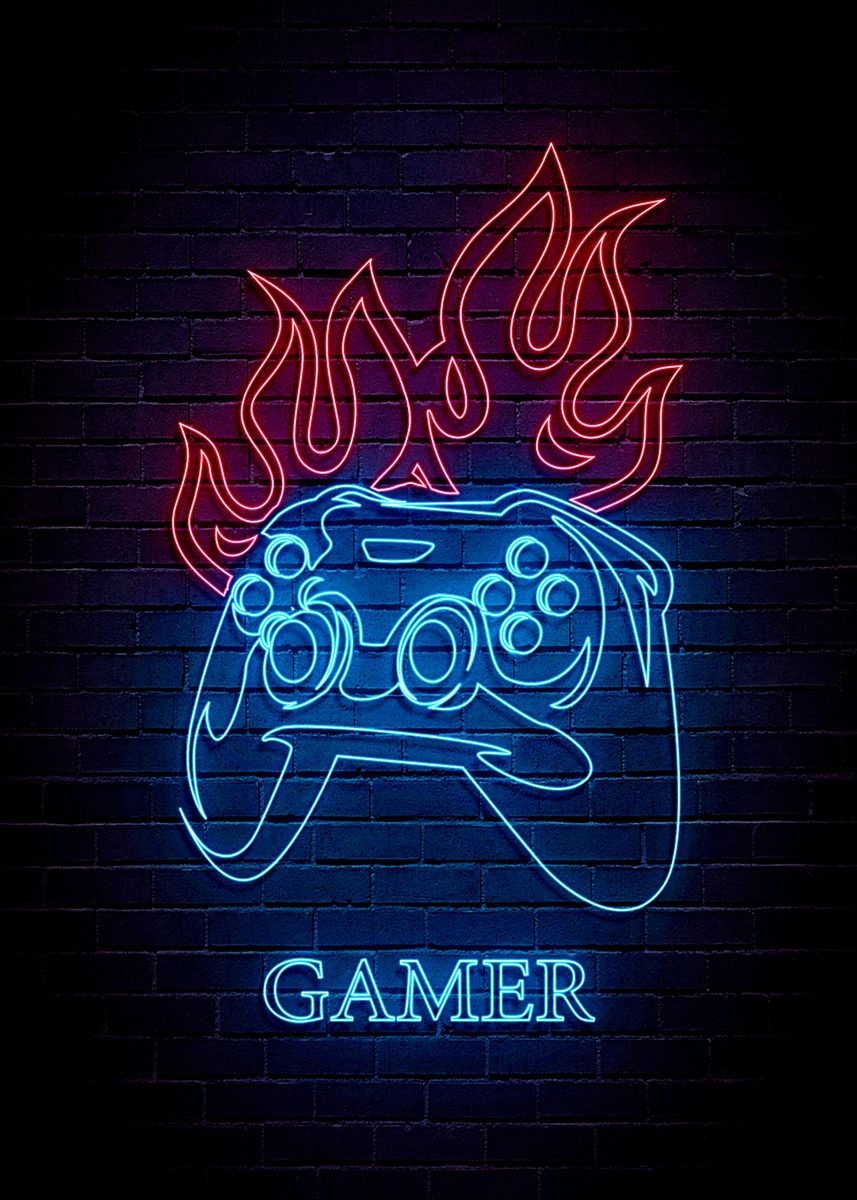 'gamer fire' Poster, picture, metal print, paint by ad yosef | Displate