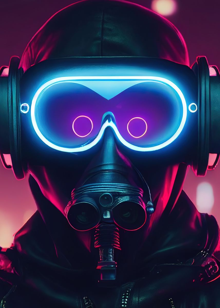 'Retrowave Mask Soldier' Poster by PosterSuite | Displate