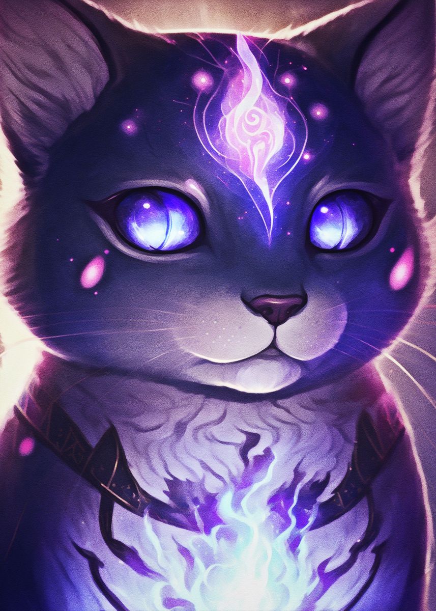 'Kitty Magic' Poster, picture, metal print, paint by Coffee Design