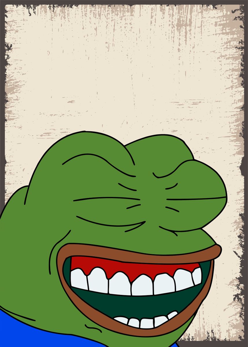 'laughing frog meme' Poster, picture, metal print, paint by Trending