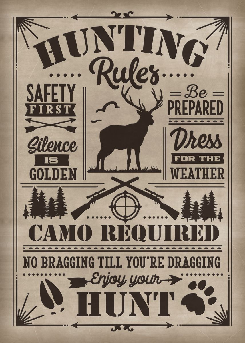 'Hunting Rules' Poster, picture, metal print, paint by XandYart | Displate