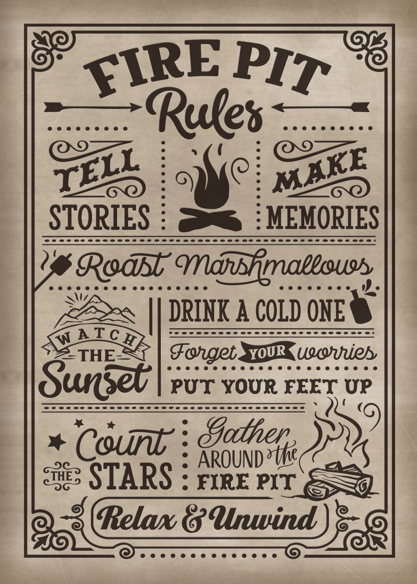 'Fire Pit Rules' Poster by XandYart Displate