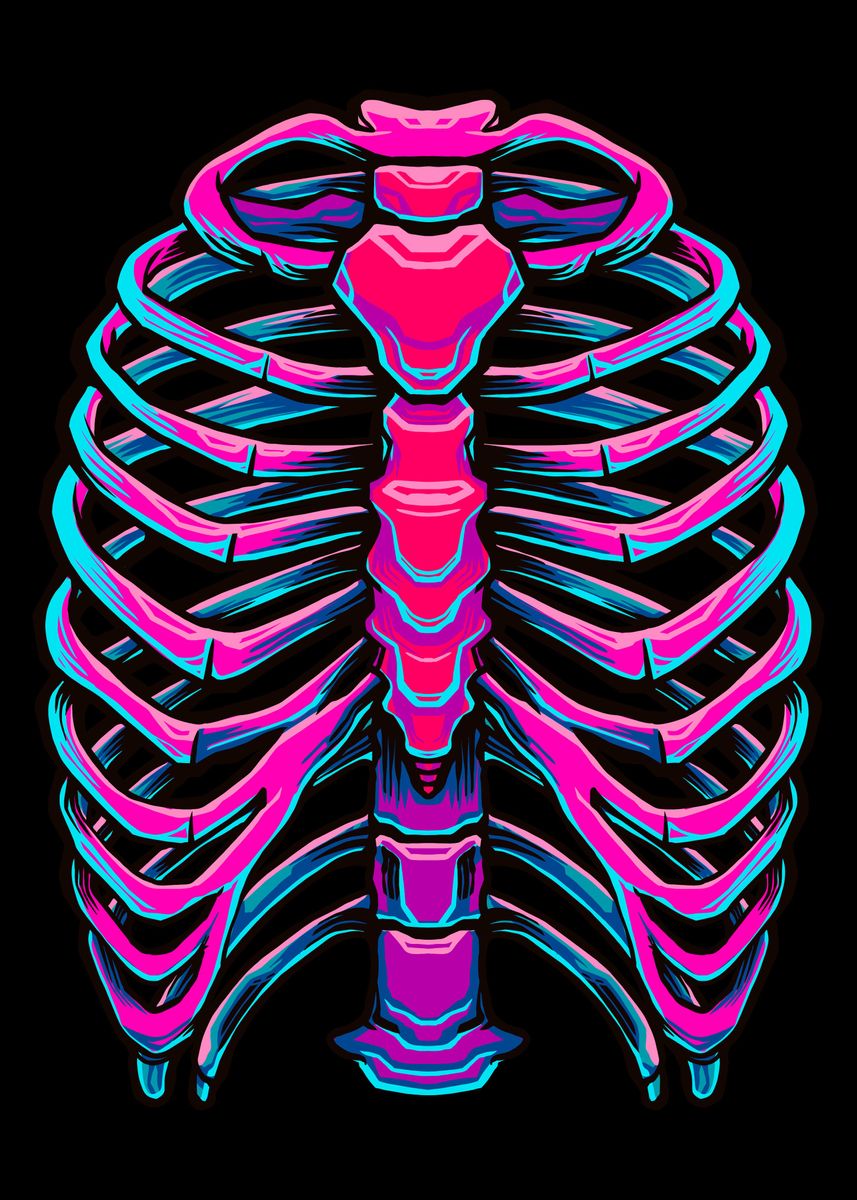 'Ribs skeleton' Poster, picture, metal print, paint by Ari yanda | Displate