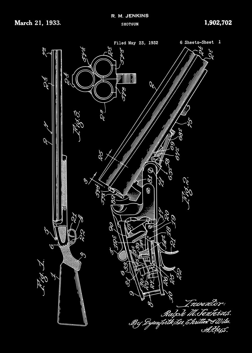 'Shotgun patent 1922' Poster by RelDesign | Displate