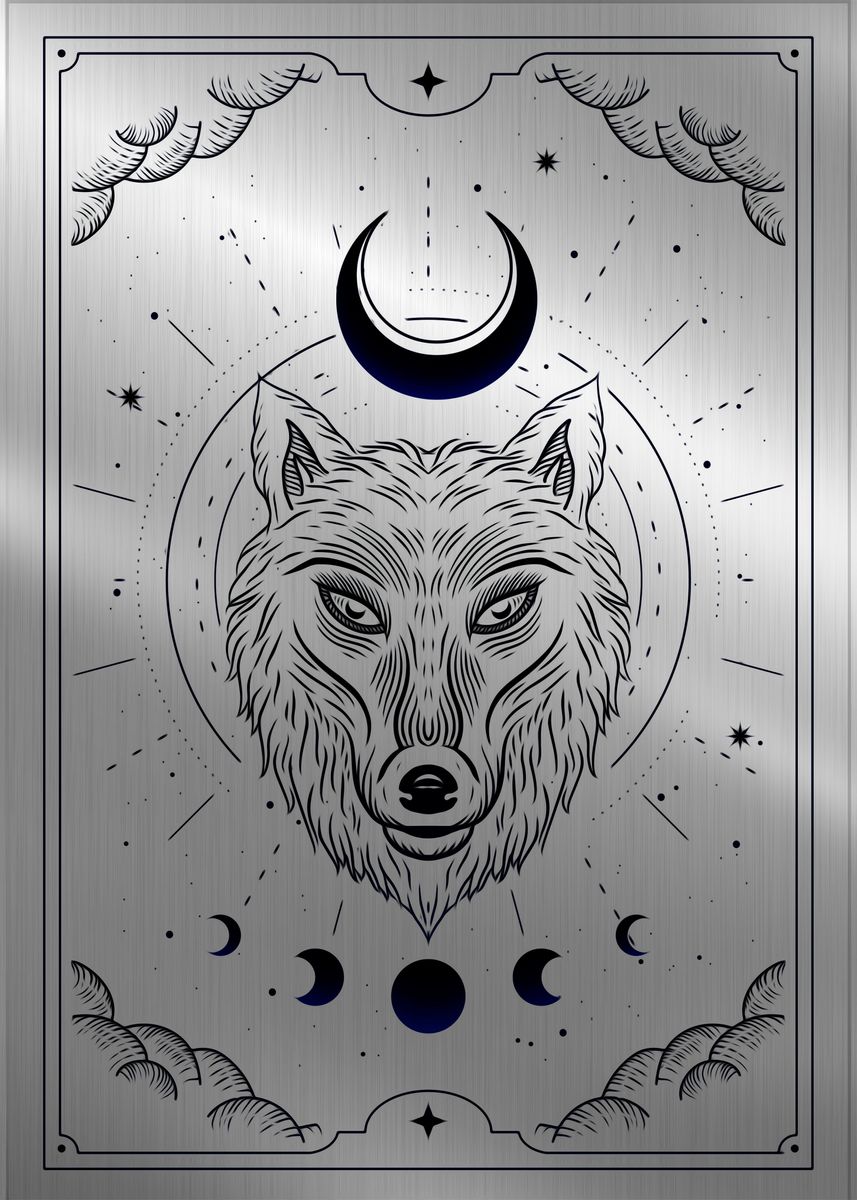 'Wolf head Moon tarot' Poster by Michael Landsberger Displate