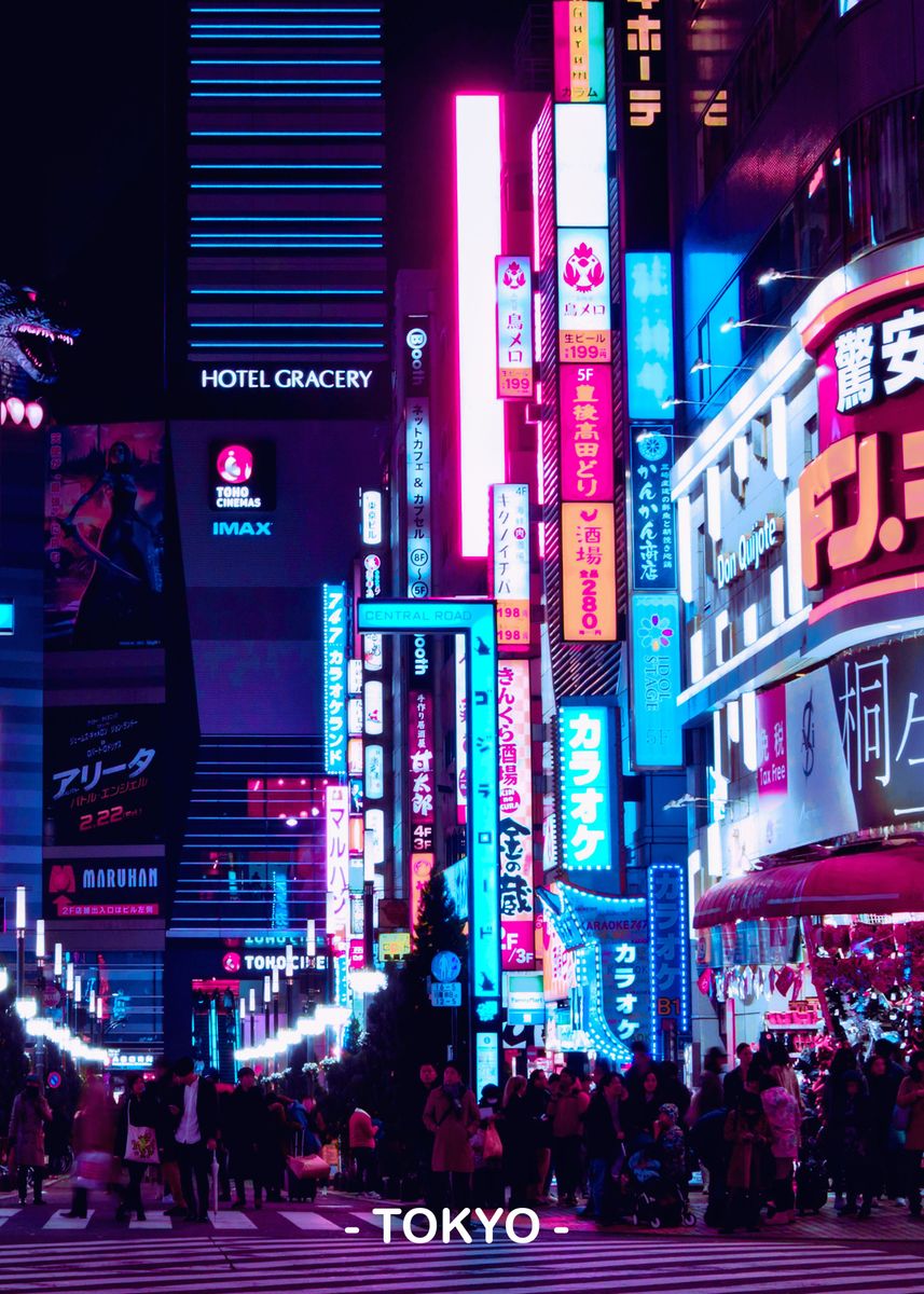 'Tokyo Street Neon' Poster by Noto Creative | Displate