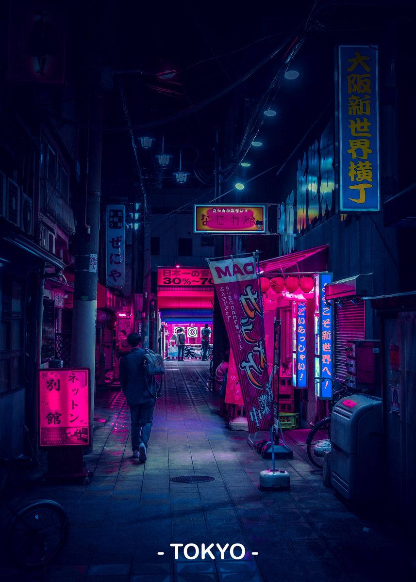 'Tokyo Street Neon' Poster, picture, metal print, paint by Noto ...