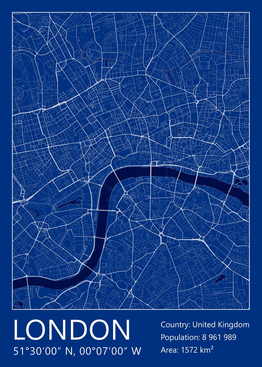 'London Blueprint' Poster, picture, metal print, paint by TomGeo Displate