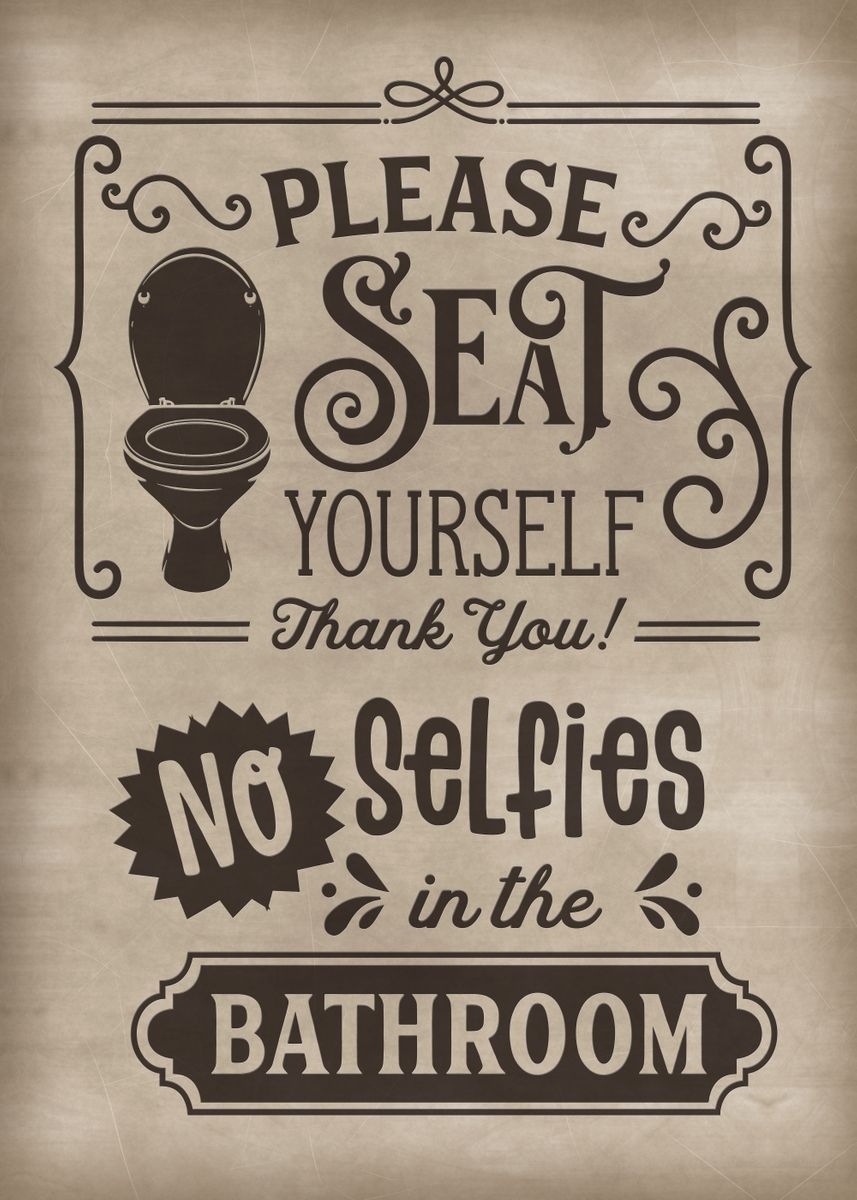 'Funny Bathroom Selfies' Poster, picture, metal print, paint by ...