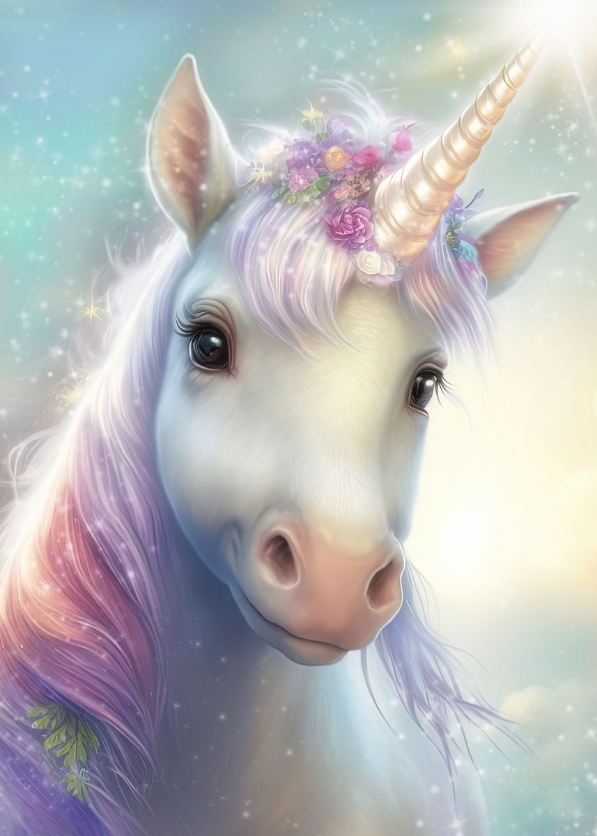 'Very lovely Unicorn' Poster, picture, metal print, paint by Dolphins
