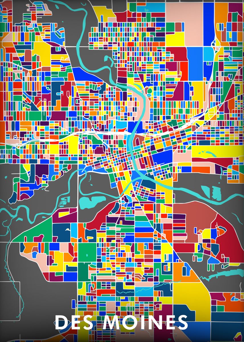 'Des Moines IA USA' Poster, picture, metal print, paint by Dutton