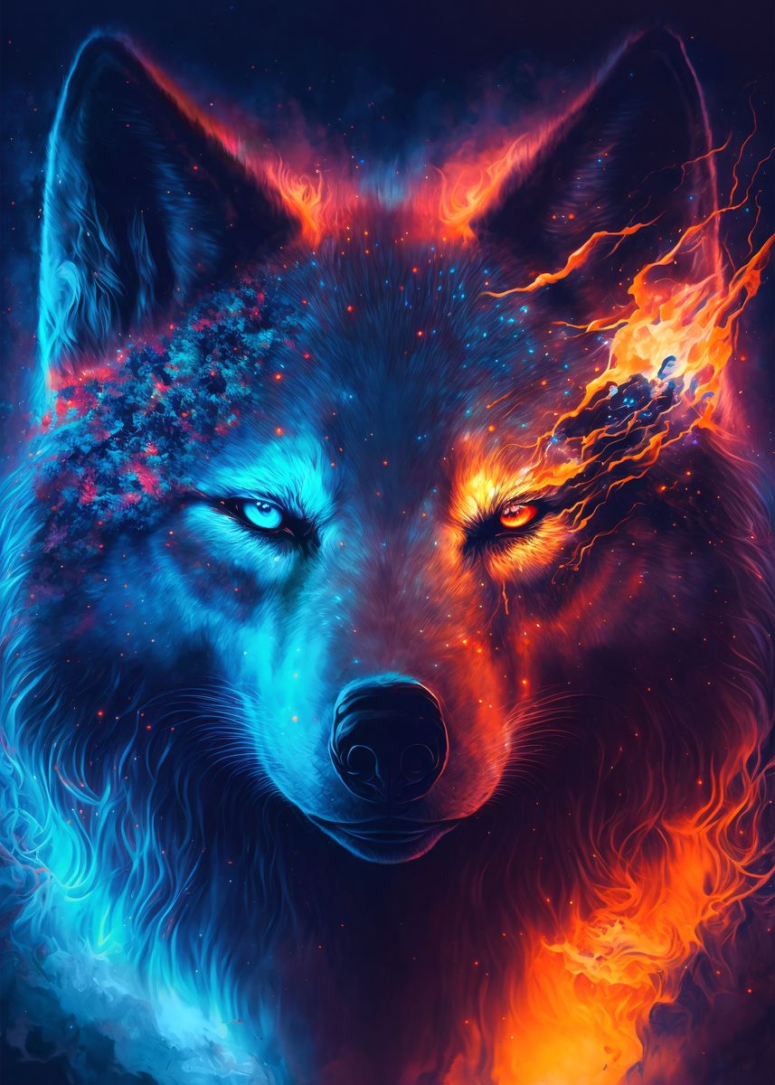 'colorful Wolf ' Poster, Picture, Metal Print, Paint By Nogar007 