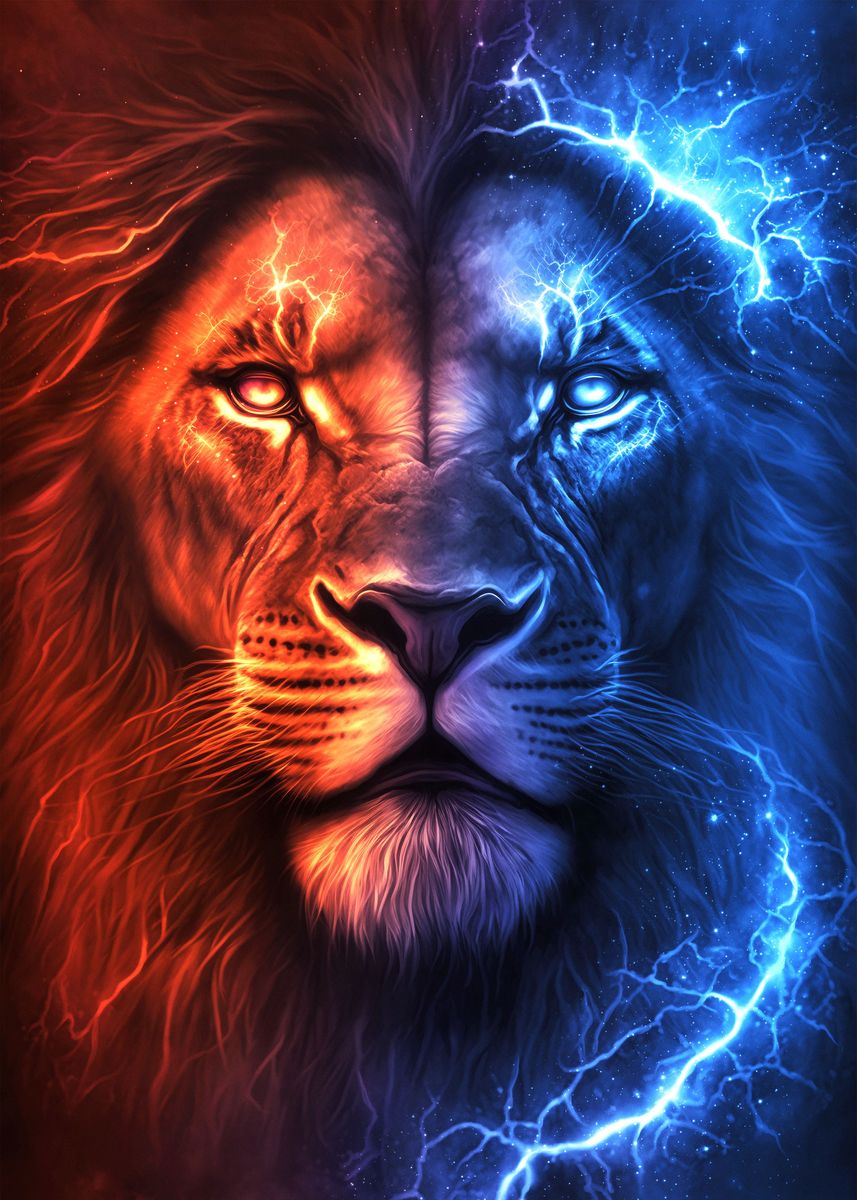 'Colorful Galaxy Lion' Poster, picture, metal print, paint by nogar007 ...