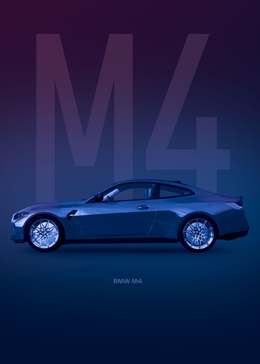 bmw-m4-poster-picture-metal-print-paint-by-basues-displate