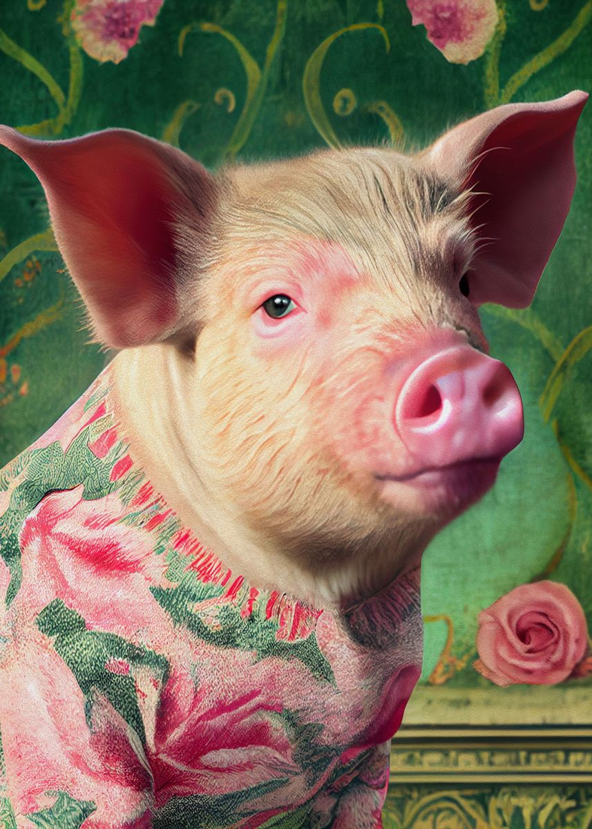 'Portrait of a pig lady' Poster, picture, metal print, paint by Zena ...