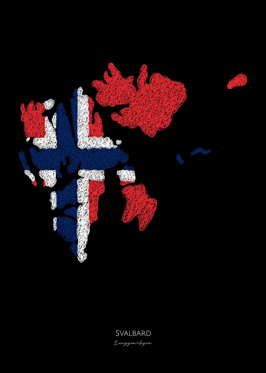 'Svalbard World Cup FlagMap' Poster, picture, metal print, paint by ...