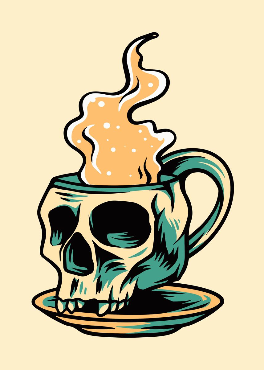 'Coffee skull' Poster by Tran Duc Hieu | Displate