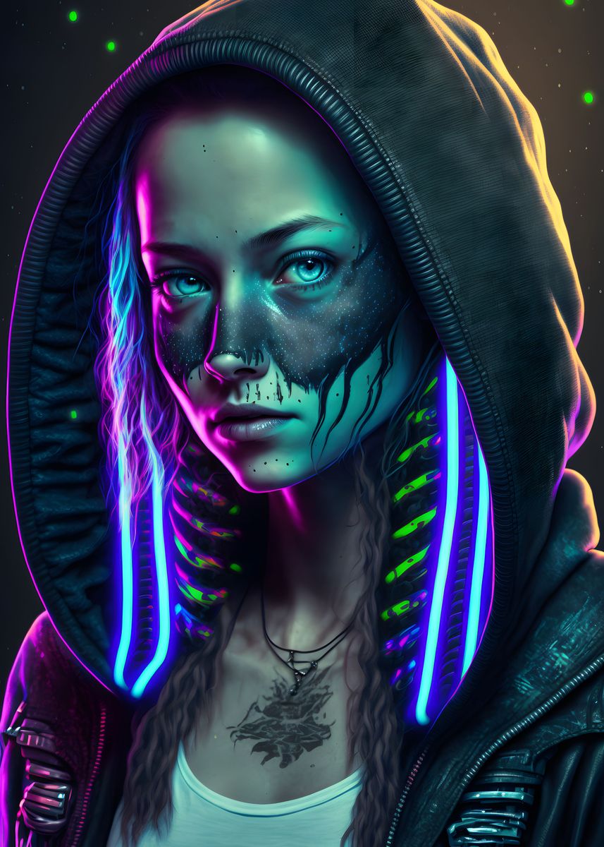 'Neon EGirl' Poster by David Godbehere | Displate