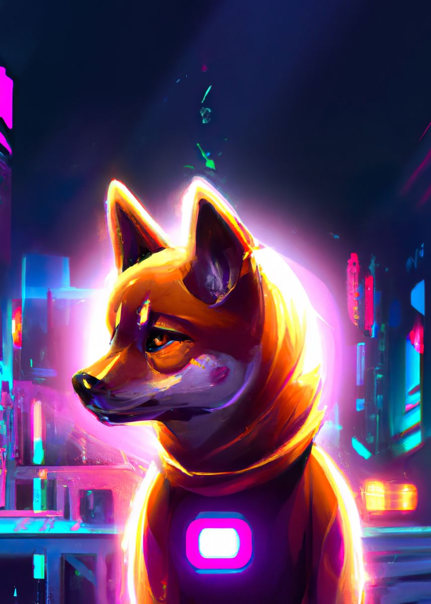 'Cyberpup' Poster, picture, metal print, paint by MoCreates Art | Displate