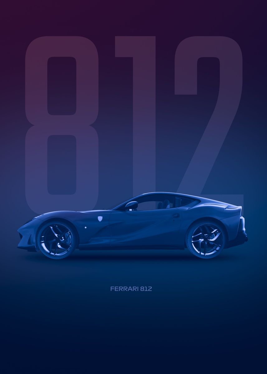 'Ferrari 812' Poster, picture, metal print, paint by Basues | Displate