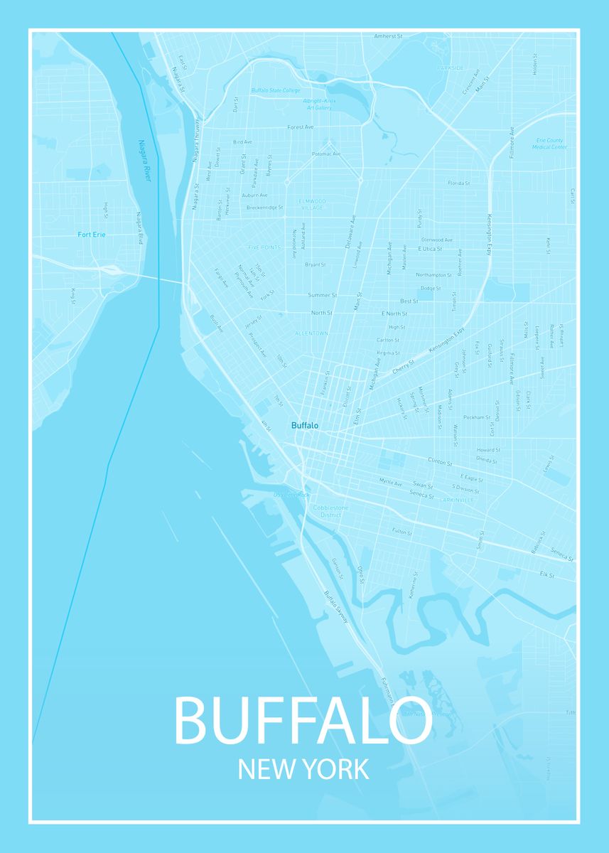 'BUFFALO NEW YORK MAP' Poster by One Line Artist | Displate