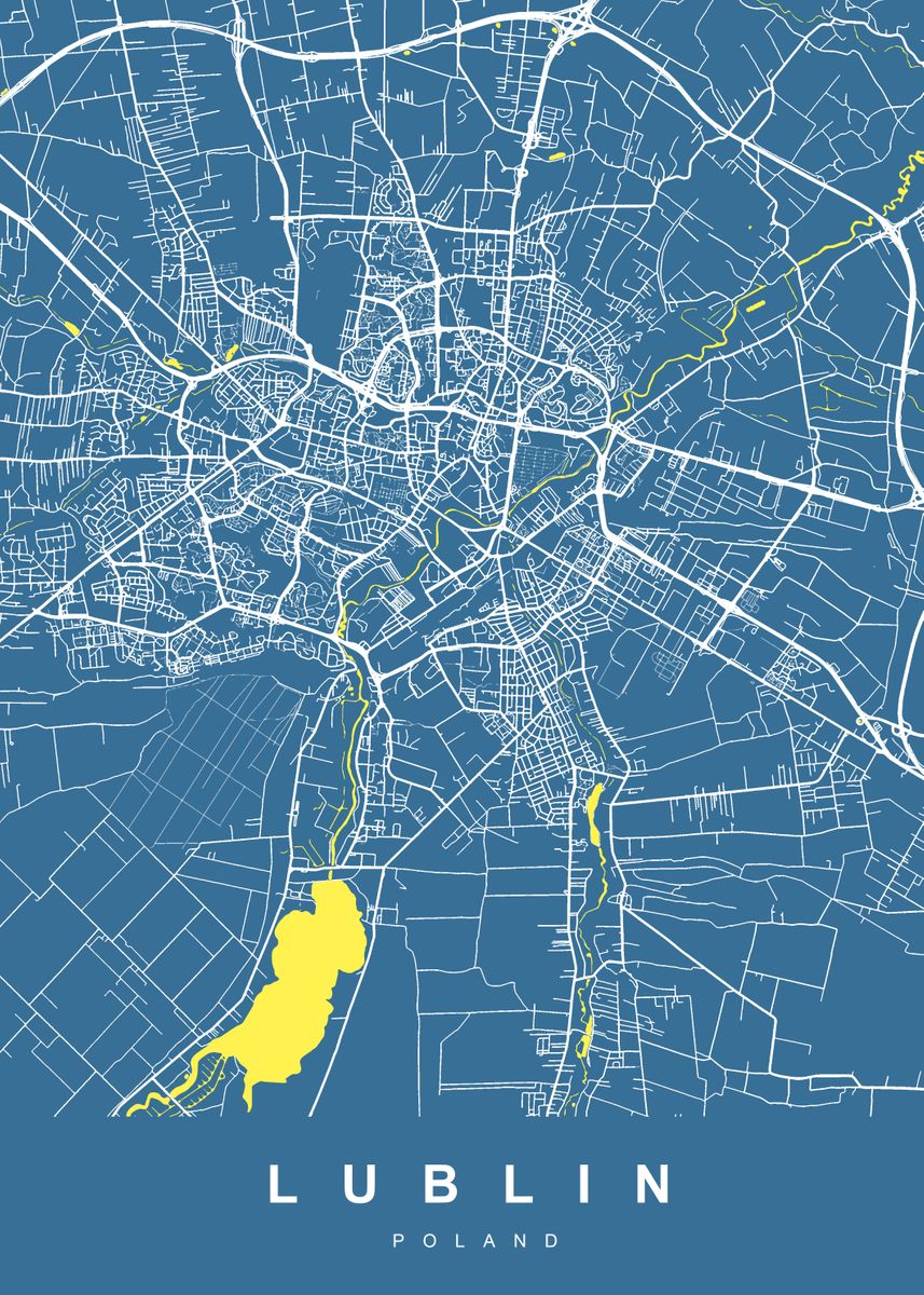 'LUBLIN Map POLAND' Poster by UrbanMaps Displate
