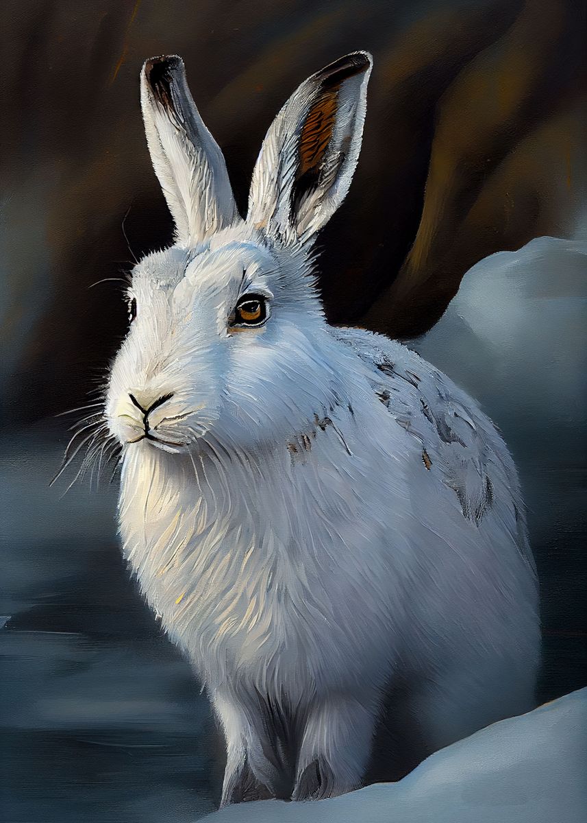 'Arctic Hare Oil Paint' Poster, picture, metal print, paint by ...