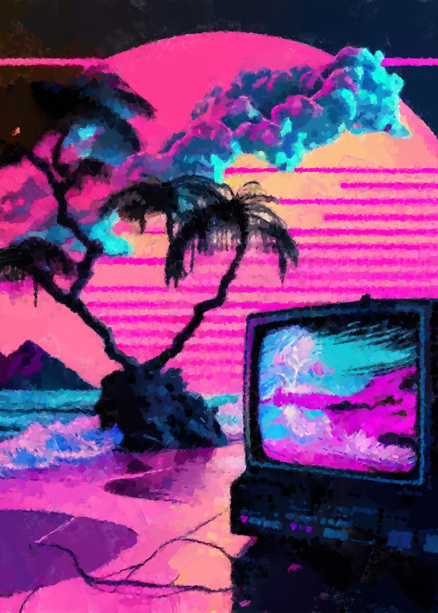 'Vaporwave aesthetic' Poster, picture, metal print, paint by Evgenuy ...