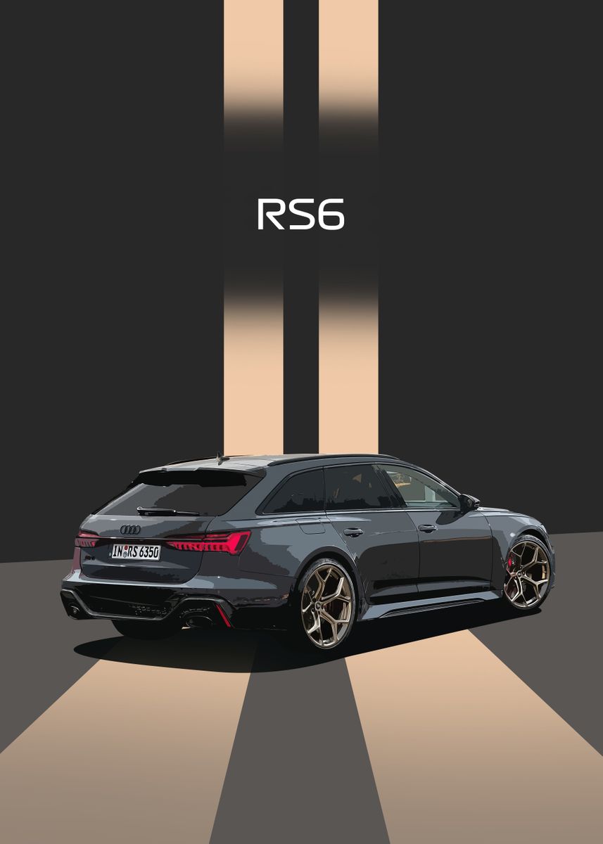 Audi RS6' Poster, picture, metal print, paint by Full Throttle Art