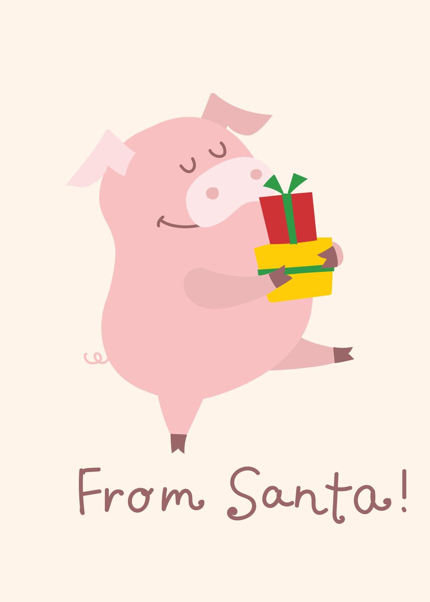 'Cute pig christmas gifts' Poster, picture, metal print, paint by Brock ...