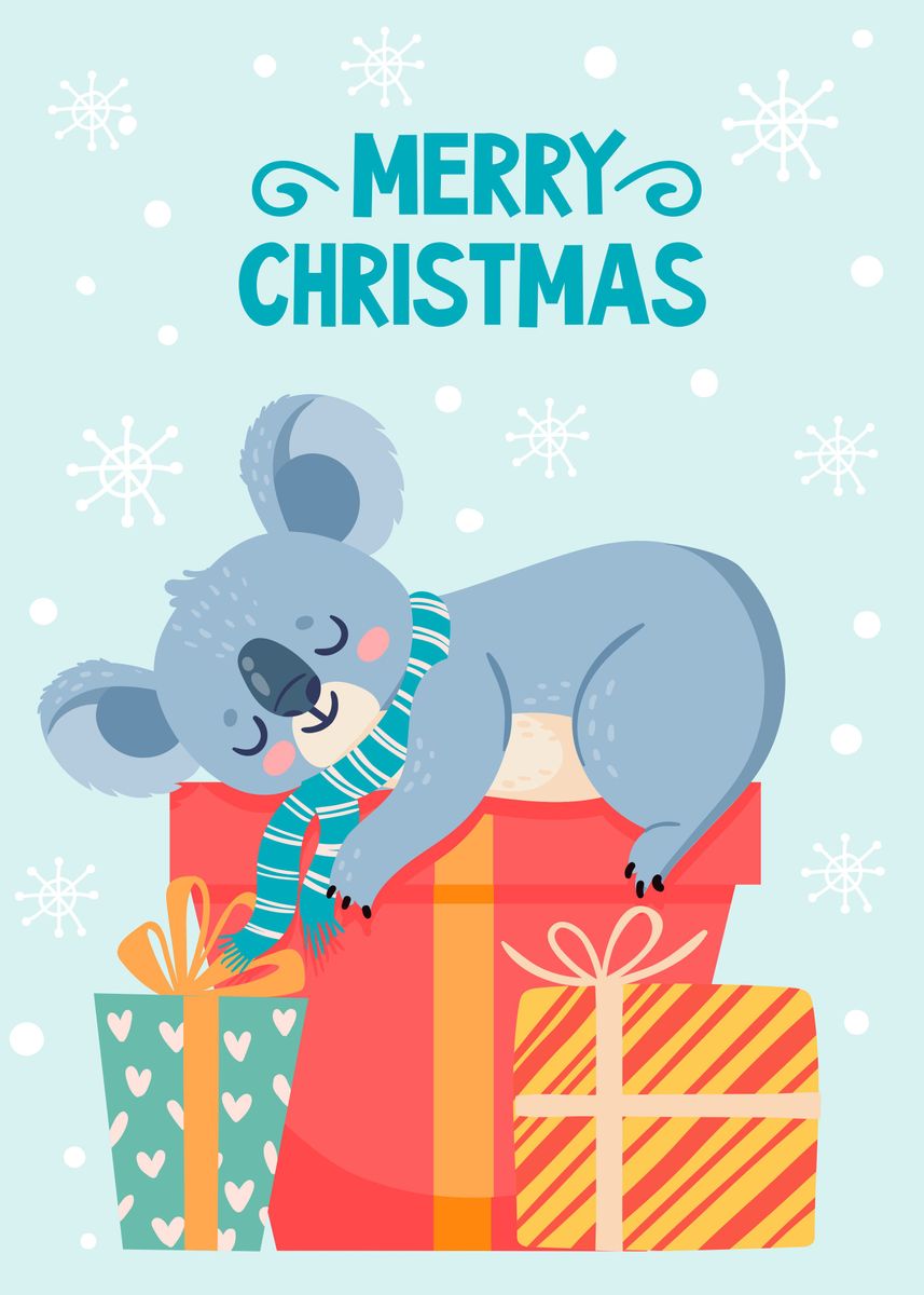 'Cute Koala christmas' Poster, picture, metal print, paint by minh ha ...