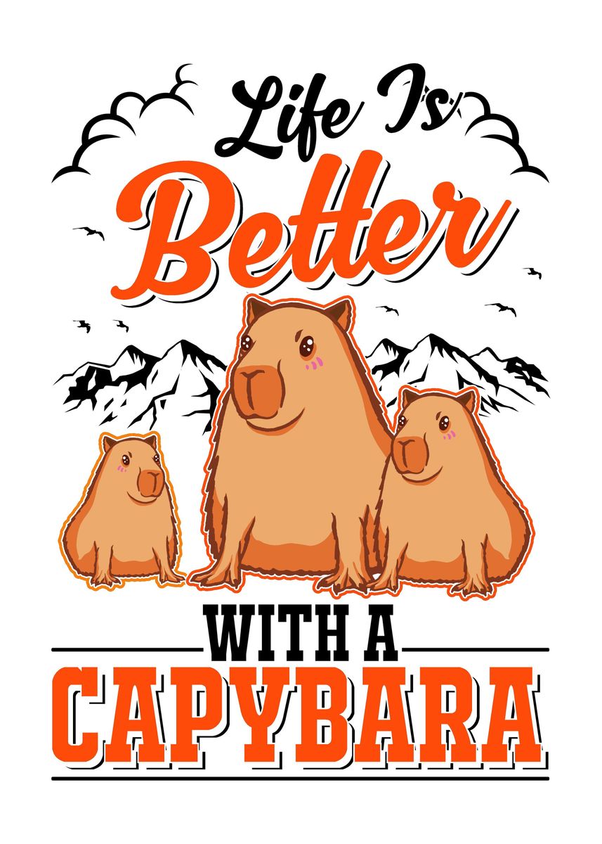 'Capybara Lovers Capibara' Poster, picture, metal print, paint by ...