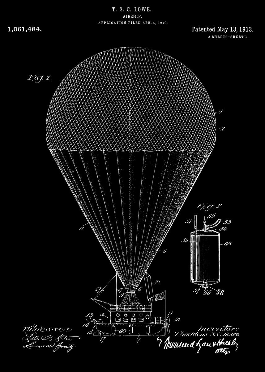 'Airship patent 1913' Poster, picture, metal print, paint by RelDesign ...