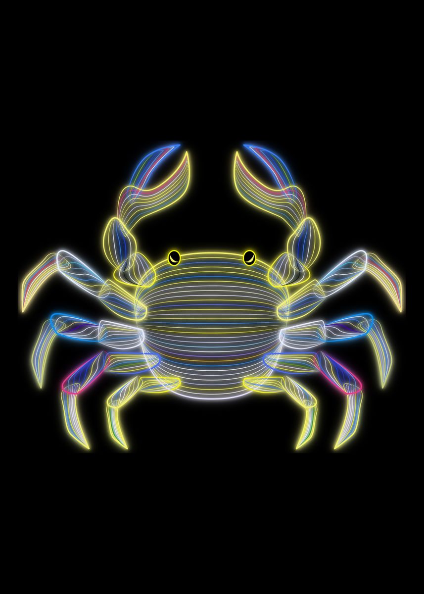 'CRAB' Poster, picture, metal print, paint by One Line Artist | Displate