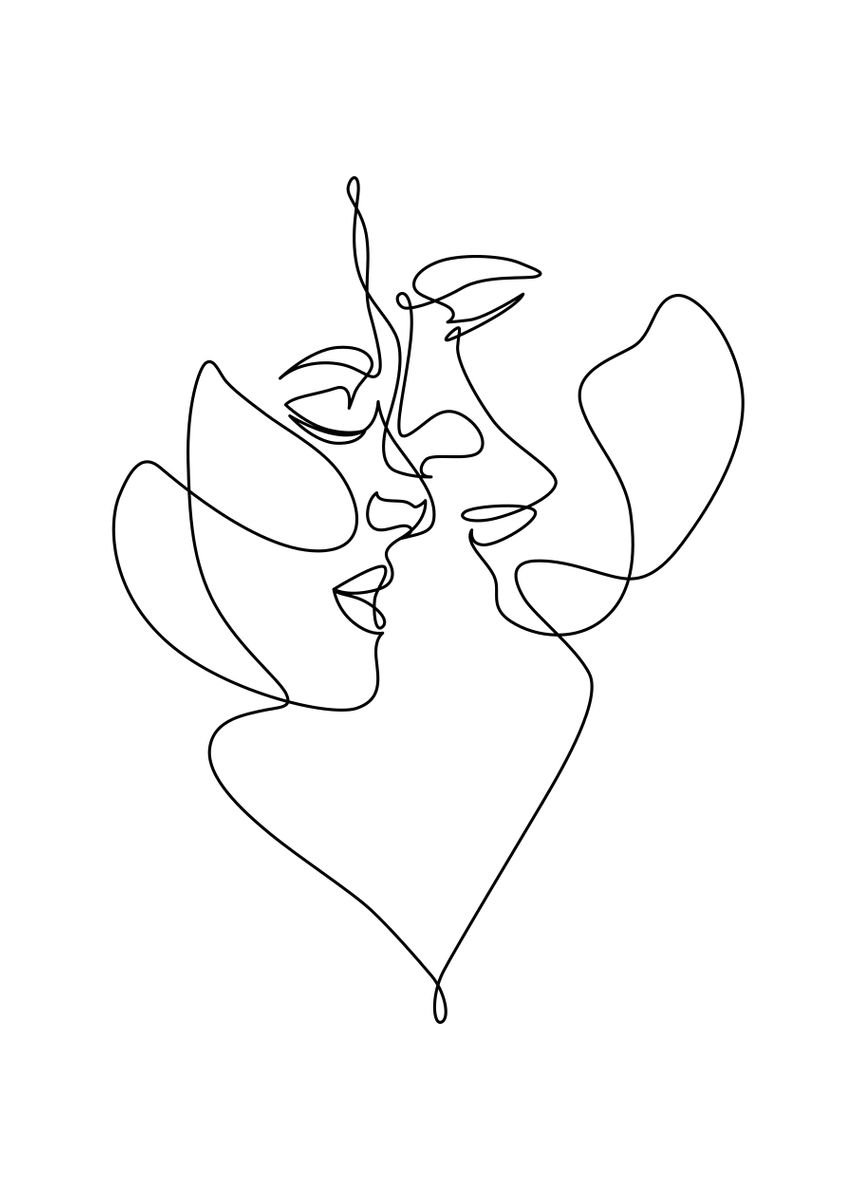 'one line couple minimalis' Poster, picture, metal print, paint by ...