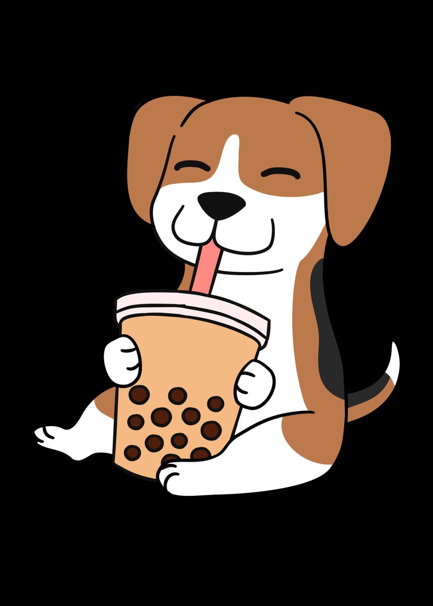 'Beagle Bubble Tea ' Poster by PetPrints | Displate