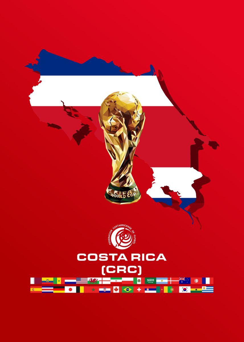 'Costa rica world cup maps' Poster, picture, metal print, paint by Most ...