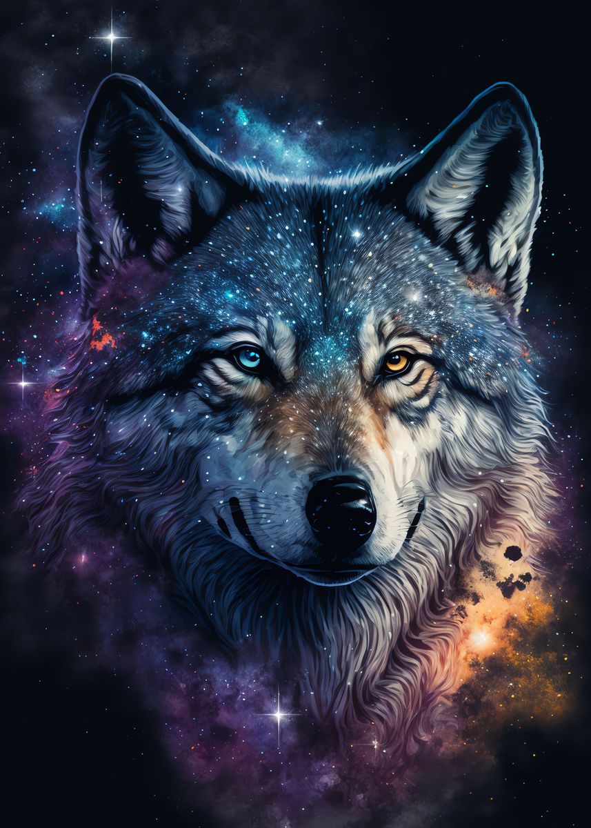 'Galaxy Wolf' Poster by betusixart | Displate